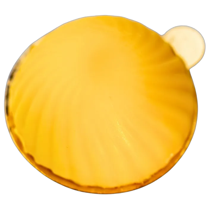 Lemon mousse cake, scalloped and yellow