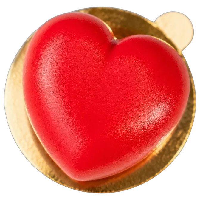 Heart-shaped strawberry mousse cake